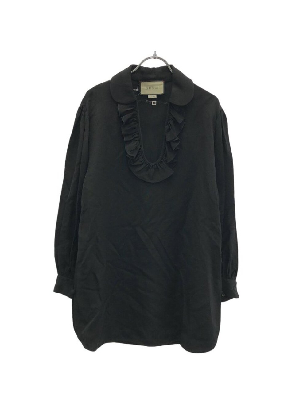 Gucci Open Ruffle Neck Tunic Top Zadvw Black 38